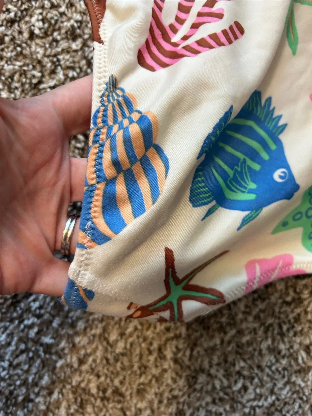 H&M Cream One-Piece Swimsuit with Multicolor Sea Life Print